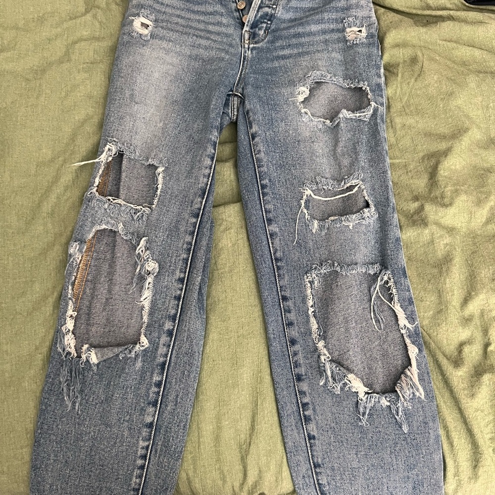 PacSun Ripped Straight Leg Jeans in Blue
